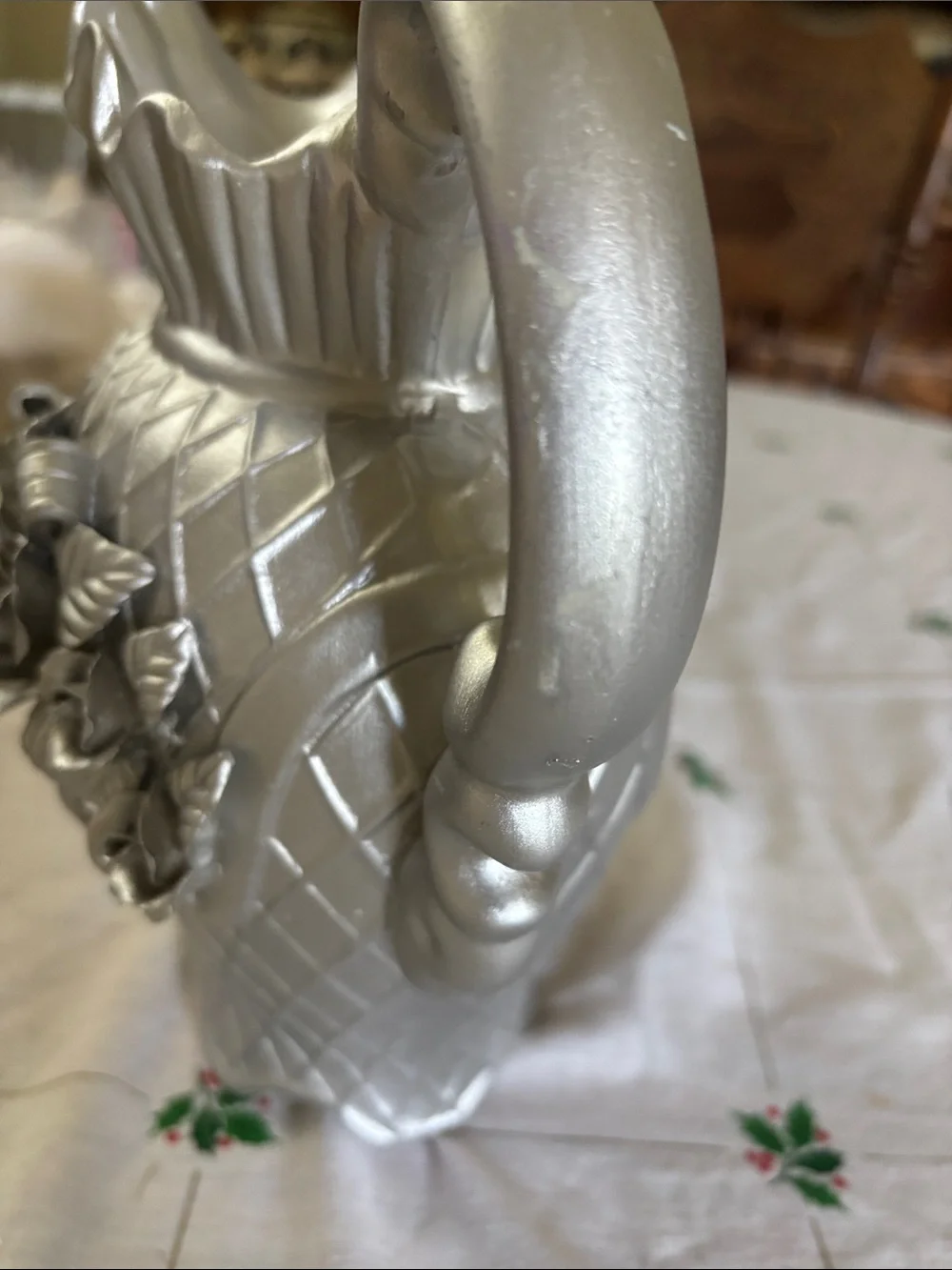 Decorative Silver Floral Pitcher - Elegant Home Accent